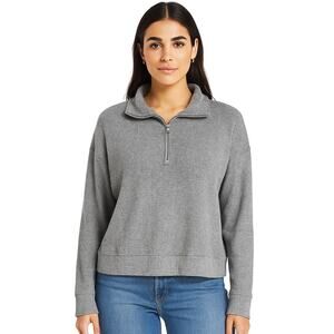 Market & Spruce Carmen Gray Ribbed Half Zip Sweater Women’s XL Pullover NWT
